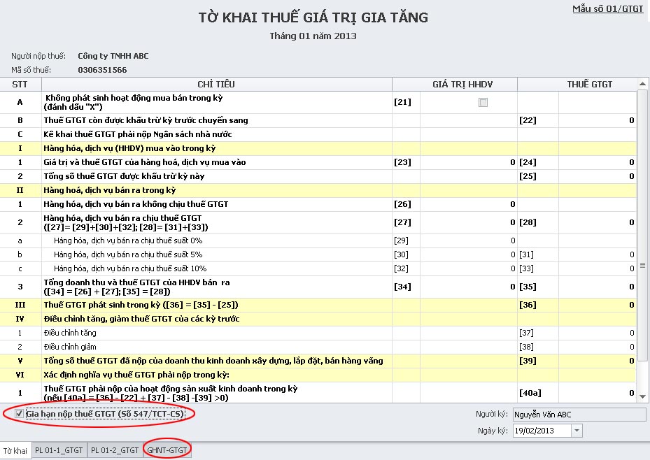 Bản dịch Tờ khai thuế GTGT tiếng Anh